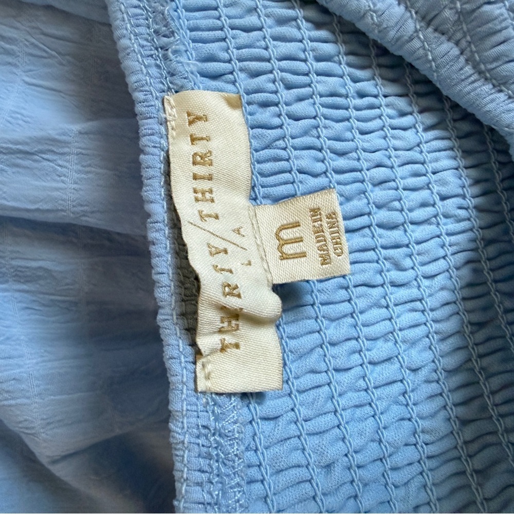 Thirty Thirty Tiered Peasant Babydoll Smock Charming Blue Dress Mini Medium - Picture 3 of 5